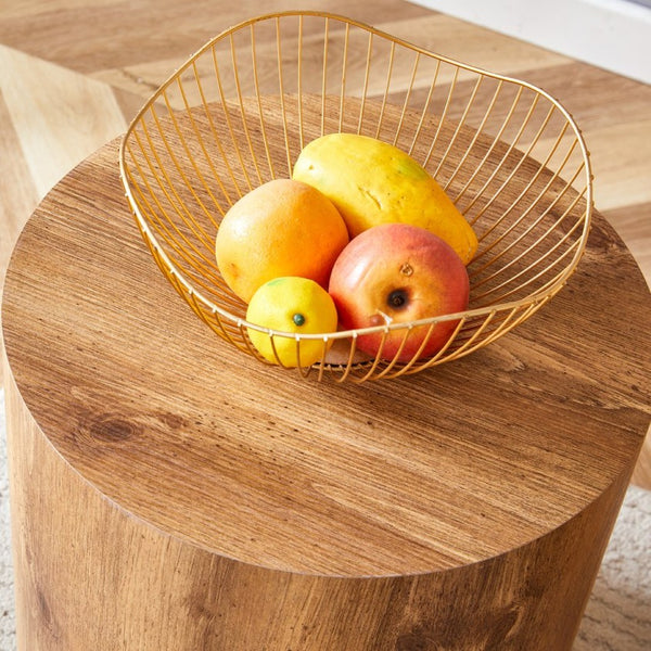 English Elm The Stylish Cylindrical Table - Versatile Coffee Table, Dining Surface, Or Compact Workbench Design W1151P200298-GIGA