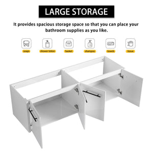 English Elm 60 Inch Wall-mounted Bathroom Vanity Cabinet with Soft-Close Doors, Eco Plywood, Scratch & Water-Resistant Finish Glossy White W999P208036