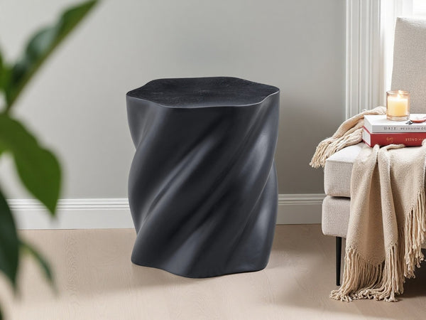 English Elm 19.69'' Petal Shaped Fiberglass Drum Side Table Sculptural Organic Modern Living Room W2664P462012