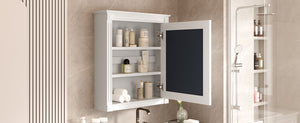 English Elm 24'' 24'' Wall Mounted Bathroom Mirror Cabinet with Adjustable Shelves, Space-Saving Modern Storage Solution White N710P195492K