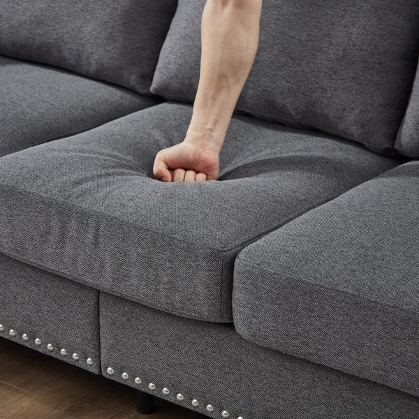 English Elm 83" Modern Classic Three-Seater Sofa with Storage, Upholstered Polyester, Solid Wood Frame, 900lb Capacity Grey W1097S00172