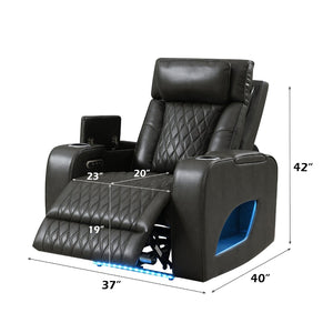 English Elm Taddeo Power Recliner with Headrest Usb Wireless Charging Led and Cup Holders B2726P435912