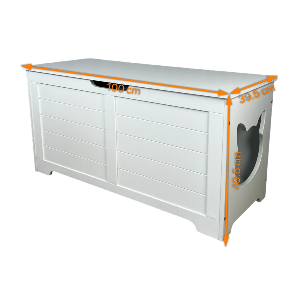 English Elm 39.4" Modern Top-Open Cat Litter Box Enclosure Cabinet, Dog-Proof Hideaway, Storage End Table White W1412P176880