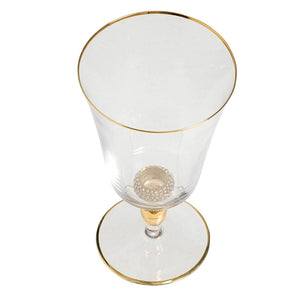 English Elm 4.1x4.1x7.5" Goblet with Gold Rim Set of 4 – Elegant Diamond Stem Finial, Luxe Glassware for Entertaining and Gifts W2078P284554