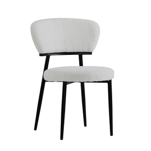 English Elm Christopher Knight Home® - Upholstered Modern Dining Chair Set of 2 with Soft Fabric Seats, Sturdy Metal Legs for Comfort & Style White N772P242368W