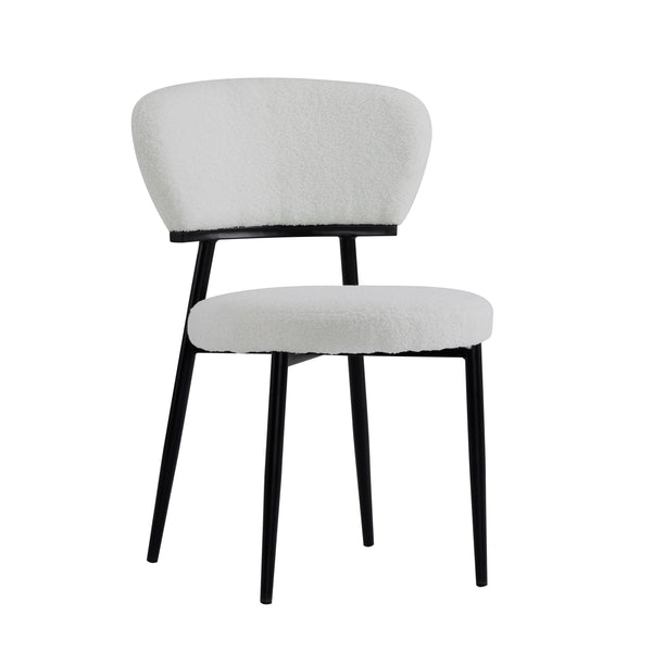 English Elm Christopher Knight Home® - Upholstered Modern Dining Chair Set of 2 with Soft Fabric Seats, Sturdy Metal Legs for Comfort & Style White N772P242368W
