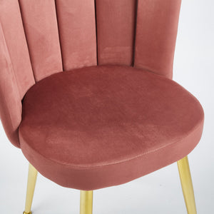 English Elm Modern Pink Dining Chair Set of 2 with Velvet Ergonomic Seat, Gold Metal Legs, Plush Breathable Comfort (95) W234P256810