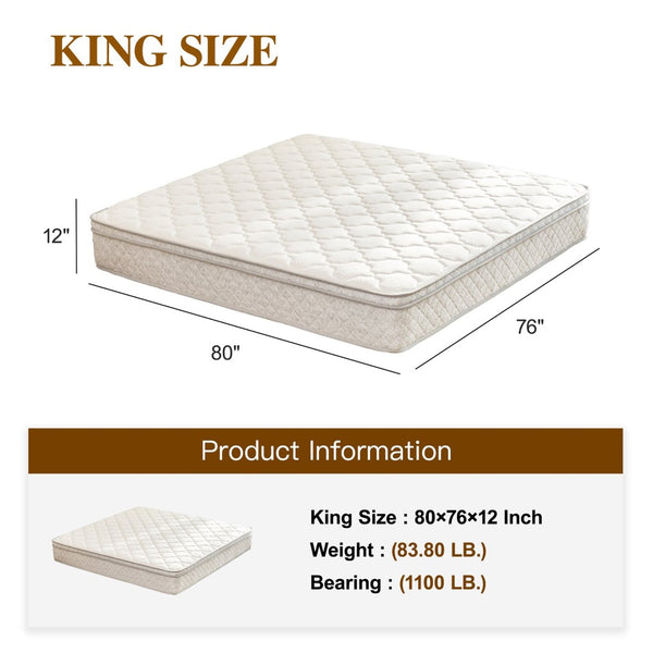 English Elm King Hybrid Mattress 12 Inch Gel Memory Foam Pocketed Coils Zoned Pressure Relief W3682P338230