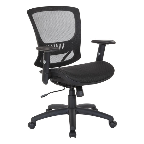 OSP Home Furnishings Mesh Back Ergonomic Office Chair with Lumbar Support Breathable Seat and Padded Arms Nylon EM98910-3