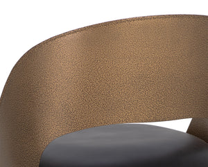 Sunpan Dezirae Barstool - Stylish Curved Back Design with Genuine Leather Seat and Unique Craftsmanship Antique Brass / Charcoal Black Leather