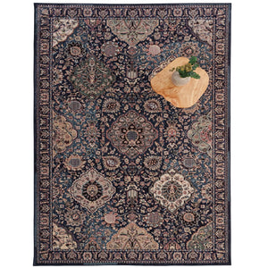 Capel Rugs Bosphorus-bahktiar Luxurious Machine-woven Rug – Elegant Design Inspired By Istanbul's Heritage Navy, Green 100% Polyester 4400rs02010710475