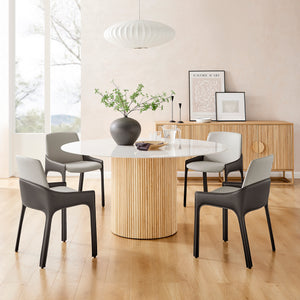 New Pacific Direct Stella Faux Leather Dining Side Chair - Set of 2 Taupe/Dark Brown 21.5 x 19 x 31