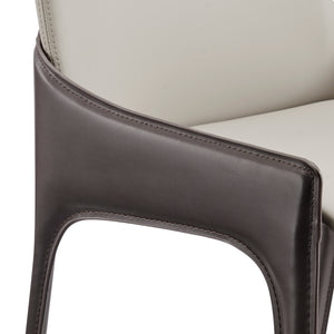 New Pacific Direct Stella Faux Leather Dining Side Chair - Set of 2 Taupe/Dark Brown 21.5 x 19 x 31