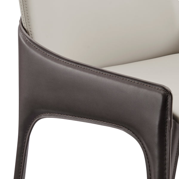 New Pacific Direct Stella Faux Leather Dining Side Chair - Set of 2 Taupe/Dark Brown 21.5 x 19 x 31
