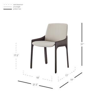 New Pacific Direct Stella Faux Leather Dining Side Chair - Set of 2 Taupe/Dark Brown 21.5 x 19 x 31