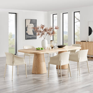 New Pacific Direct Callie Recycled Leather Dining Arm Chair Vanilla 25 x 22 x 30.5