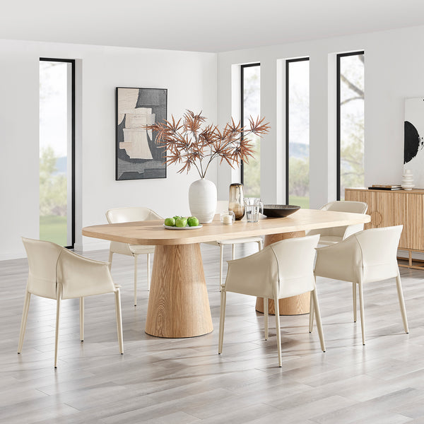 New Pacific Direct Callie Recycled Leather Dining Arm Chair Vanilla 25 x 22 x 30.5