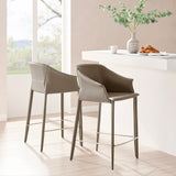 New Pacific Direct Callie Recycled Leather Counter Stool Light Mocha 23.5 x 21 x 36.5