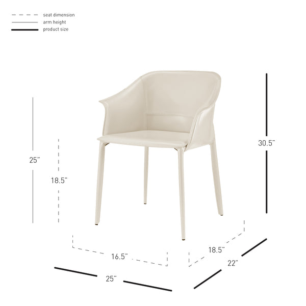 New Pacific Direct Callie Recycled Leather Dining Arm Chair Vanilla 25 x 22 x 30.5