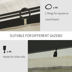 English Elm Outsunny 10' X 12' Gazebo Sidewall Set – Beige Panels With Hooks For Privacy, Sun & Insect Protection W2225P174281-GIGA