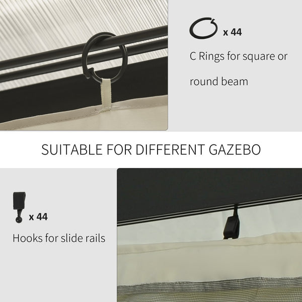 English Elm Outsunny 10' X 12' Gazebo Sidewall Set – Beige Panels With Hooks For Privacy, Sun & Insect Protection W2225P174281-GIGA