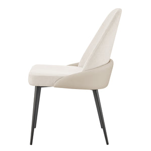 Elodie Fabric/PU Dining Side Chair - Set of 2 Brompton Ivory/Venice Cream, Beige 4400081-6549 New Pacific Direct