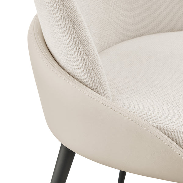Elodie Fabric/PU Dining Side Chair - Set of 2 Brompton Ivory/Venice Cream, Beige 4400081-6549 New Pacific Direct