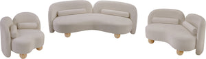 Meridian Furniture Daphne Art Deco Accent Chair Sculptural Curves Ball Legs for Living Room or Bedroom Beige Chenille Fabric 44001Beige-C