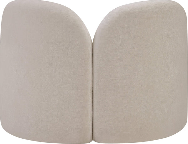 Meridian Furniture Daphne Art Deco Accent Chair Sculptural Curves Ball Legs for Living Room or Bedroom Beige Chenille Fabric 44001Beige-C