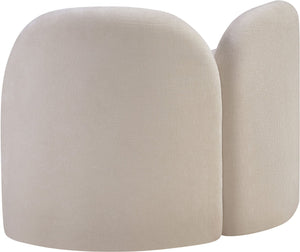 Meridian Furniture Daphne Art Deco Accent Chair Sculptural Curves Ball Legs for Living Room or Bedroom Beige Chenille Fabric 44001Beige-C