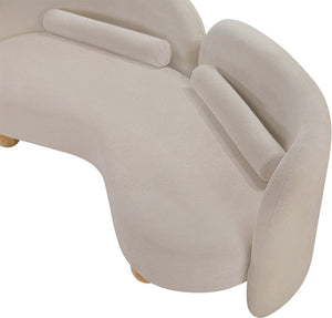 Meridian Furniture Daphne Art Deco Curved Loveseat with Swappable Wood Legs and Plush Upholstery for Living Rooms Beige Chenille Fabric 44001Beige-L
