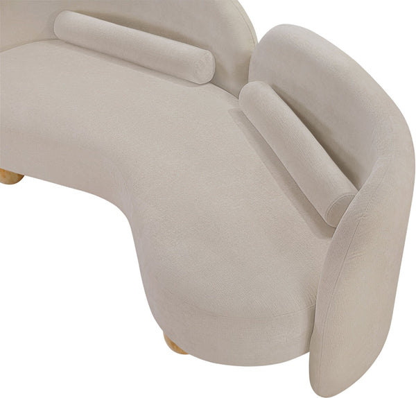 Meridian Furniture Daphne Art Deco Curved Loveseat with Swappable Wood Legs and Plush Upholstery for Living Rooms Beige Chenille Fabric 44001Beige-L