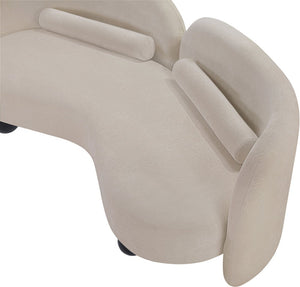 Meridian Furniture Daphne Art Deco Curved Loveseat with Swappable Wood Legs and Plush Upholstery for Living Rooms Beige Chenille Fabric 44001Beige-L