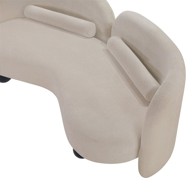 Meridian Furniture Daphne Art Deco Curved Loveseat with Swappable Wood Legs and Plush Upholstery for Living Rooms Beige Chenille Fabric 44001Beige-L