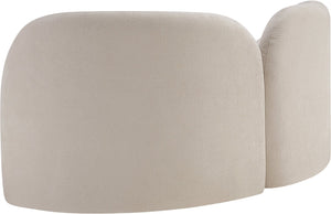 Meridian Furniture Daphne Art Deco Curved Loveseat with Swappable Wood Legs and Plush Upholstery for Living Rooms Beige Chenille Fabric 44001Beige-L