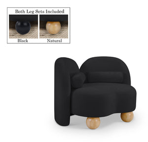 Meridian Furniture Daphne Art Deco Accent Chair Sculptural Curves Ball Legs for Living Room or Bedroom Black Chenille Fabric 44001Black-C