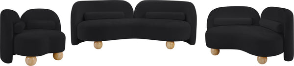 Meridian Furniture Daphne Art Deco Accent Chair Sculptural Curves Ball Legs for Living Room or Bedroom Black Chenille Fabric 44001Black-C