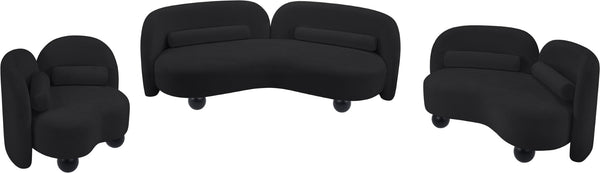 Meridian Furniture Daphne Art Deco Accent Chair Sculptural Curves Ball Legs for Living Room or Bedroom Black Chenille Fabric 44001Black-C