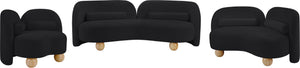 Meridian Furniture Daphne Art Deco Accent Chair Sculptural Curves Ball Legs for Living Room or Bedroom Black Chenille Fabric 44001Black-C