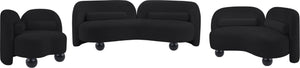 Meridian Furniture Daphne Art Deco Accent Chair Sculptural Curves Ball Legs for Living Room or Bedroom Black Chenille Fabric 44001Black-C