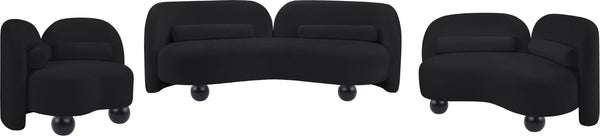 Meridian Furniture Daphne Art Deco Accent Chair Sculptural Curves Ball Legs for Living Room or Bedroom Black Chenille Fabric 44001Black-C