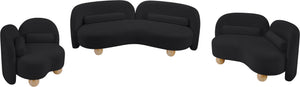 Meridian Furniture Daphne Art Deco Accent Chair Sculptural Curves Ball Legs for Living Room or Bedroom Black Chenille Fabric 44001Black-C