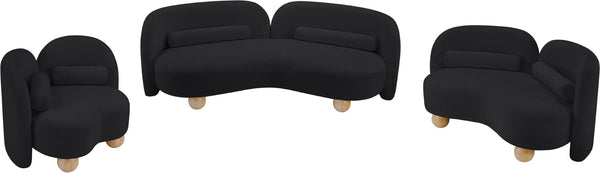 Meridian Furniture Daphne Art Deco Accent Chair Sculptural Curves Ball Legs for Living Room or Bedroom Black Chenille Fabric 44001Black-C
