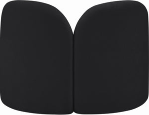 Meridian Furniture Daphne Art Deco Accent Chair Sculptural Curves Ball Legs for Living Room or Bedroom Black Chenille Fabric 44001Black-C