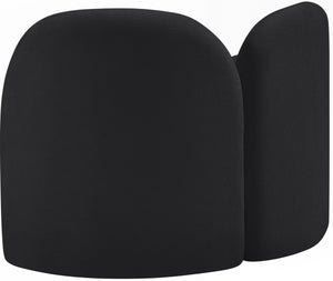 Meridian Furniture Daphne Art Deco Accent Chair Sculptural Curves Ball Legs for Living Room or Bedroom Black Chenille Fabric 44001Black-C