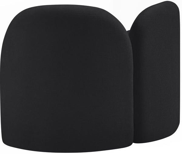 Meridian Furniture Daphne Art Deco Accent Chair Sculptural Curves Ball Legs for Living Room or Bedroom Black Chenille Fabric 44001Black-C