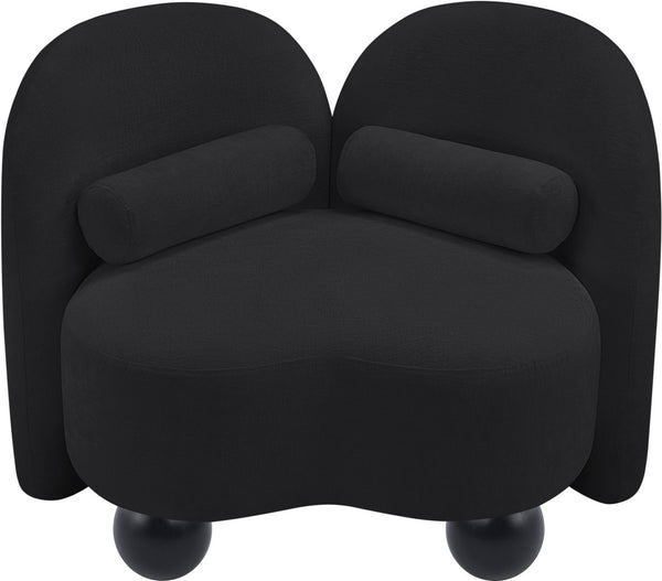 Meridian Furniture Daphne Art Deco Accent Chair Sculptural Curves Ball Legs for Living Room or Bedroom Black Chenille Fabric 44001Black-C
