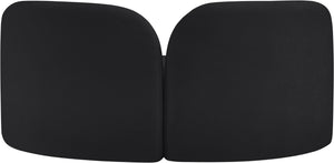 Meridian Furniture Daphne Art Deco Curved Loveseat with Swappable Wood Legs and Plush Upholstery for Living Rooms Black Chenille Fabric 44001Black-L