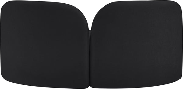 Meridian Furniture Daphne Art Deco Curved Loveseat with Swappable Wood Legs and Plush Upholstery for Living Rooms Black Chenille Fabric 44001Black-L