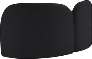 Meridian Furniture Daphne Art Deco Curved Loveseat with Swappable Wood Legs and Plush Upholstery for Living Rooms Black Chenille Fabric 44001Black-L